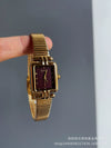 Women's Midcentury Style Alloy Case Quartz Watch With Golden Monkey Strap