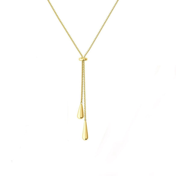 Women's Minimalist Adjustable Water Drop Pendant Necklace With Snake Bone Chain Electroplated Metal Clavicle Chain