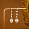 Women's Minimalist Bow Tassel Earrings With Imitation Pearls Geometric Design Stainless Steel Posts Electroplated High End Fashion Jewelry