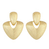 Women's Minimalist Brushed Metal Heartshaped Earrings With Copper Ear Posts And Handfinished Detail