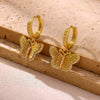 Women's Minimalist Butterfly Pendant Earrings Gold Plated Copper Drop Earrings With Simple Elegant Design For Wholesale