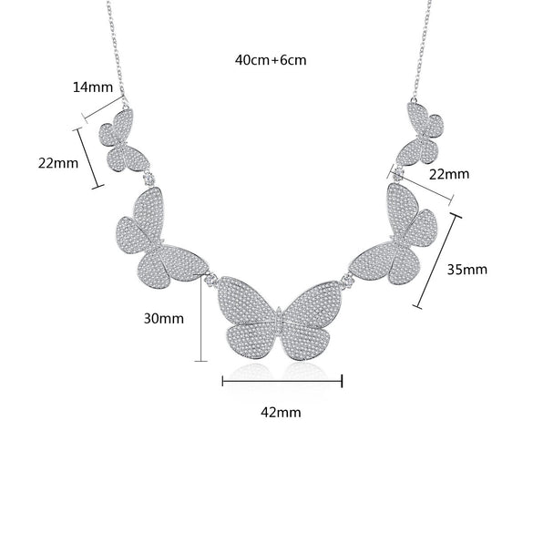 Women's Minimalist Butterfly Pendant Necklace With Zircon Inlay Electroplated Copper Clavicle Chain Jewelry