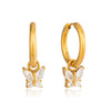 Women's Minimalist Butterfly Zircon Earrings With Stainless Steel Ear Needles And Vacuum Gold Pvd Plating