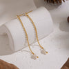 Women's Minimalist Casual Geometric Stainless Steel Freshwater Pearl Earrings With Chain Tassels Pvd Furnace Vacuum Real Gold Plated
