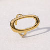 Women's Minimalist Cold Style Stainless Steel Geometric Hollow Oval Open Ring Gold Plated