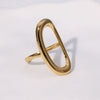 Women's Minimalist Cold Style Stainless Steel Geometric Hollow Oval Open Ring Gold Plated