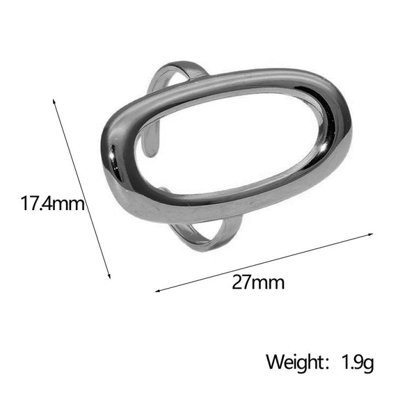 Women's Minimalist Cold Style Stainless Steel Geometric Hollow Oval Open Ring Gold Plated