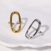 Women's Minimalist Cold Style Stainless Steel Geometric Hollow Oval Open Ring Gold Plated