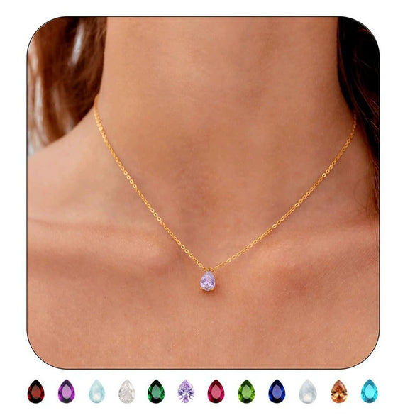 Women's Minimalist Copper Birthstone Drop Pendant Necklace With Electroplated Finish And Regular Chain Versatile Jewelry