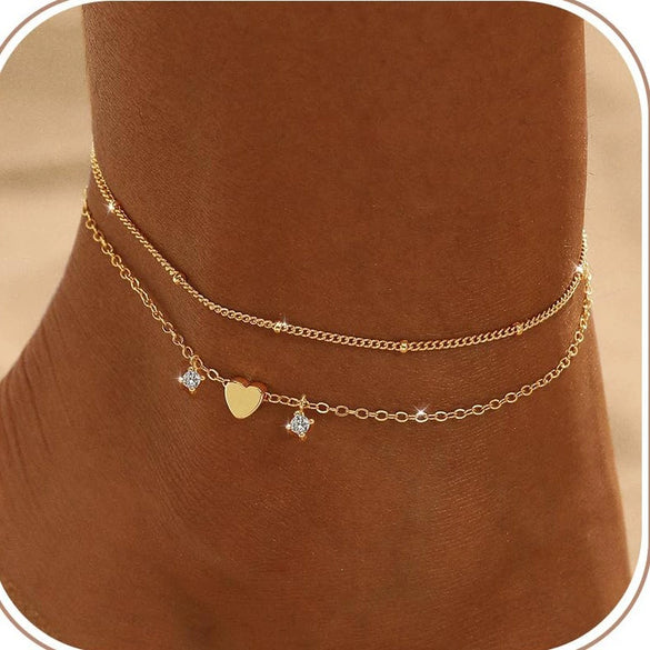 Women's Minimalist Copper Cross Anklet With Geometric Design Stackable Fashion Foot Jewelry