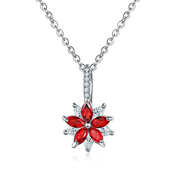 Women's Minimalist Copper Flower Necklace With Zircon Pendant Regular Chain Fashion Jewelry