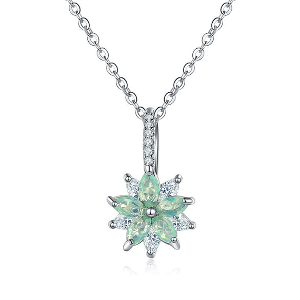 Women's Minimalist Copper Flower Necklace With Zircon Pendant Regular Chain Fashion Jewelry