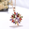 Women's Minimalist Copper Flower Pendant Necklace With Zircon Inlay And Water Wave Chain Fashion Jewelry