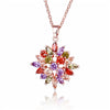 Women's Minimalist Copper Flower Pendant Necklace With Zircon Inlay And Water Wave Chain Fashion Jewelry