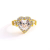 Women's Minimalist Copper Heart Shaped Gemstone Ring With Electroplated Full Diamond Style Fashion Love Jewelry