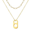 Women's Minimalist Copper Soda Cap Pendant Necklace With Double Layer Paperclip Chain Geometric Electroplated Clavicle Jewelry