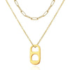 Women's Minimalist Copper Soda Cap Pendant Necklace With Double Layer Paperclip Chain Geometric Electroplated Clavicle Jewelry