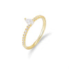 Women's Minimalist Diamond Design Drop Shape Sterling Silver Ring Jewelry
