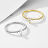 Women's Minimalist Diamond Design Drop Shape Sterling Silver Ring Jewelry