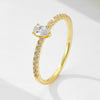 Women's Minimalist Diamond Design Drop Shape Sterling Silver Ring Jewelry