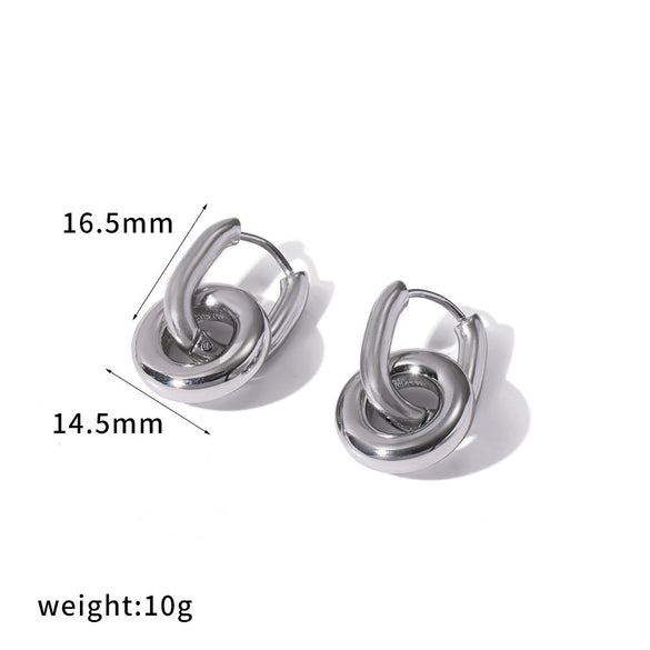 Women's Minimalist Double Ring Geometric Hoop Earrings With Stainless Steel Ear Needles And Vacuum Gold Plated Finish