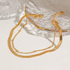 Women's Minimalist Doublelayer Square Shell Bead Anklet In Titanium Steel And 18K Gold