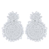 Women's Minimalist Drop Shape Beaded Alloy Earrings Handmade Exaggerated Statement Earrings With Electroplated Finish