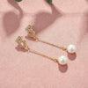 Women's Minimalist Electroplated Copper Pearl Earrings With Letter Text Design Elegant Versatile Style