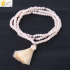 Women's Minimalist Electroplated Glass Crystal Beaded Multi Layer Elastic Bracelet With Faceted Seed Beads And Tassel Copper Accents