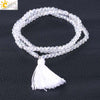 Women's Minimalist Electroplated Glass Crystal Beaded Multi Layer Elastic Bracelet With Faceted Seed Beads And Tassel Copper Accents