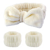 Women's Minimalist Fabric Headband And Wrist Band Set With Bow Tie Design
