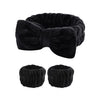 Women's Minimalist Fabric Headband And Wrist Band Set With Bow Tie Design