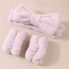 Women's Minimalist Fabric Headband And Wrist Band Set With Bow Tie Design