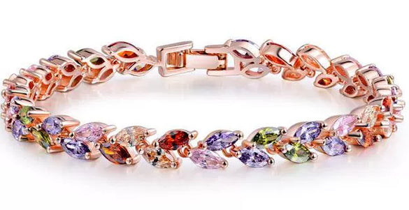 Women's Minimalist Floral Brass Zircon Crystal Bracelet Electroplated All Match High End Fashion Jewelry