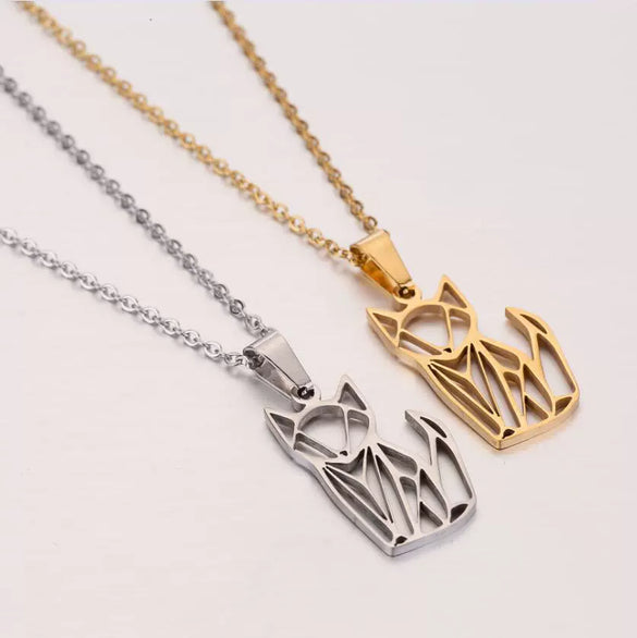 Women's Minimalist Fox Pendant Necklace Stainless Steel Hollow Animal Design With Electroplated Finish And Ochain