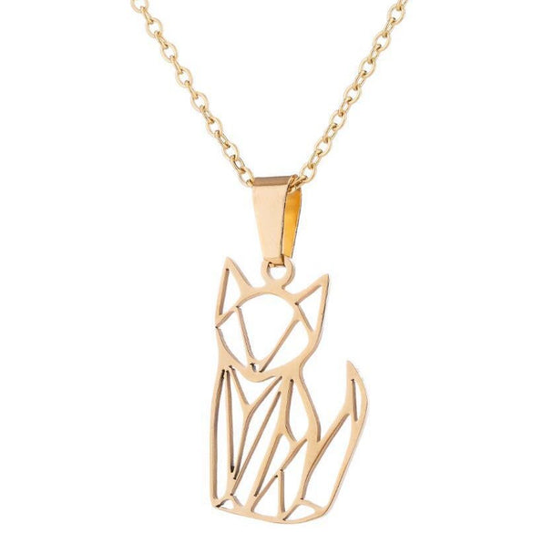 Women's Minimalist Fox Pendant Necklace Stainless Steel Hollow Animal Design With Electroplated Finish And Ochain