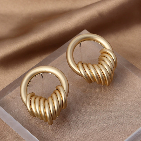 Women's Minimalist Frosted Geometric Metal Statement Earrings Fashion Jewelry Wholesale