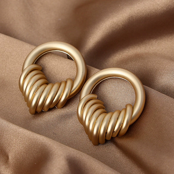 Women's Minimalist Frosted Geometric Metal Statement Earrings Fashion Jewelry Wholesale