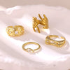 Women's Minimalist Geometric Bow Ring In Goldplated Copper With A Wideface Design And Diamondencrusted Detail