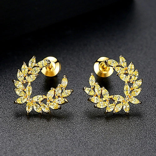 Women's Minimalist Geometric Branchshaped Wing Earrings With Zircon Accents Electroplated Copper Jewelry