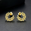 Women's Minimalist Geometric Branchshaped Wing Earrings With Zircon Accents Electroplated Copper Jewelry