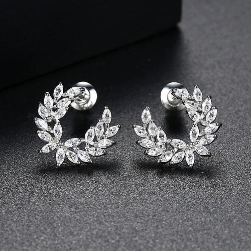 Women's Minimalist Geometric Branchshaped Wing Earrings With Zircon Accents Electroplated Copper Jewelry