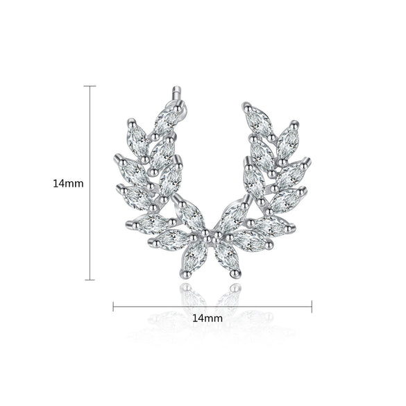 Women's Minimalist Geometric Branchshaped Wing Earrings With Zircon Accents Electroplated Copper Jewelry