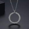 Women's Minimalist Geometric Circle Pendant Necklace With Copper And Zircon Electroplated Cross Chain