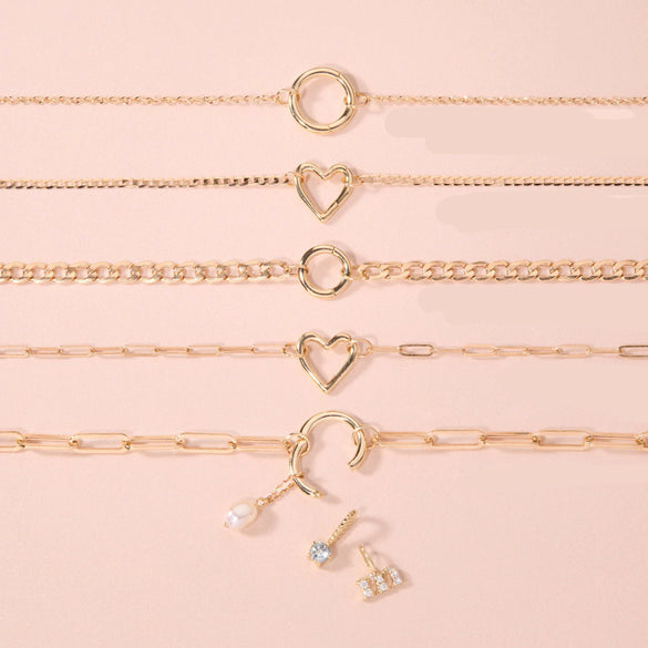 Women's Minimalist Geometric Copper 12 Birthstone Pendant Bracelet Accessories With Diamond Design
