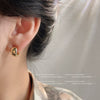 Women's Minimalist Geometric Copper Circle C Shape Earrings With Electroplated Metallic Retro Style