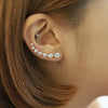 Women's Minimalist Geometric Copper Ear Hook Earrings With Electroplated Rhinestone Caterpillar Design
