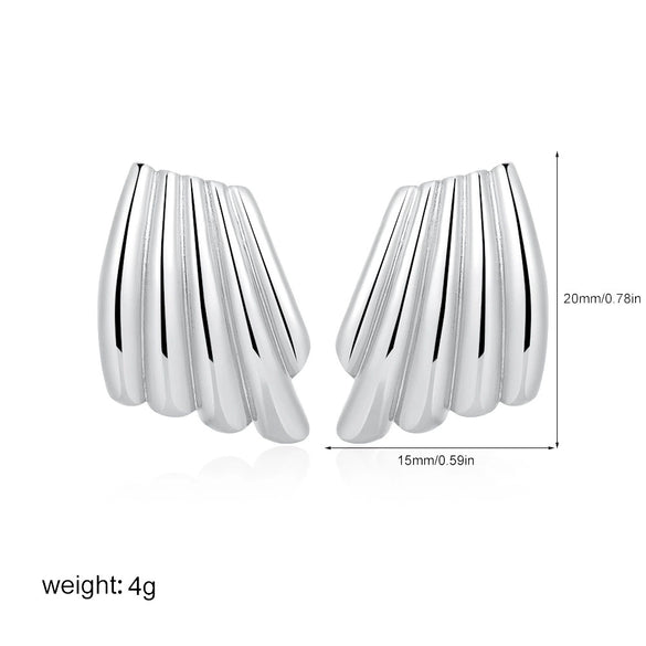 Women's Minimalist Geometric Copper Earrings With Electroplating And Irregular Double Ring Coil Winding Design
