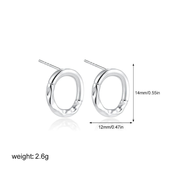 Women's Minimalist Geometric Copper Earrings With Electroplating And Irregular Double Ring Coil Winding Design