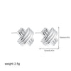 Women's Minimalist Geometric Copper Earrings With Electroplating And Irregular Double Ring Coil Winding Design